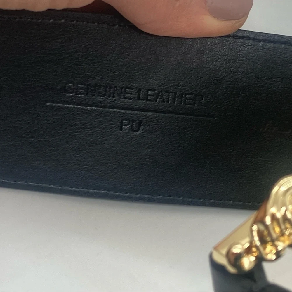 Versace Jeans Couture Gold Tone Metal & Black Leather Wide Belt | Sz 85 / 33.46” - Picture 6 of 16